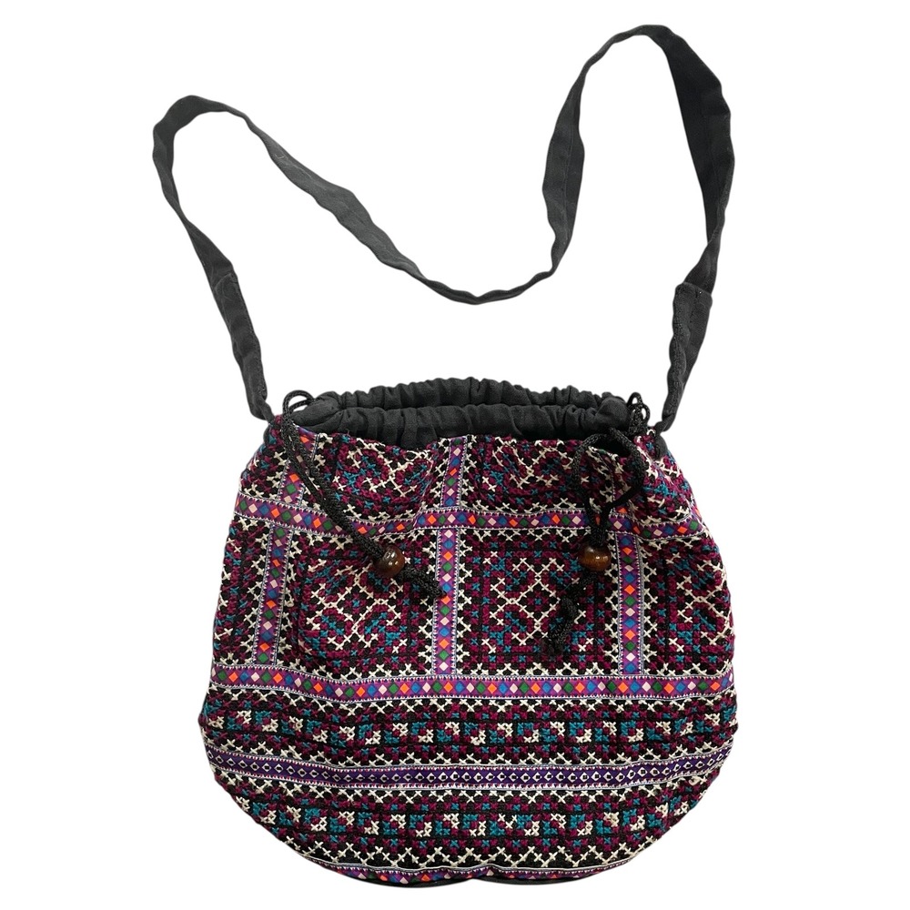 Embroidered Crossbody Bucket Bag Bohemian Hippie Drawstring Shoulder‎ Bag Boho